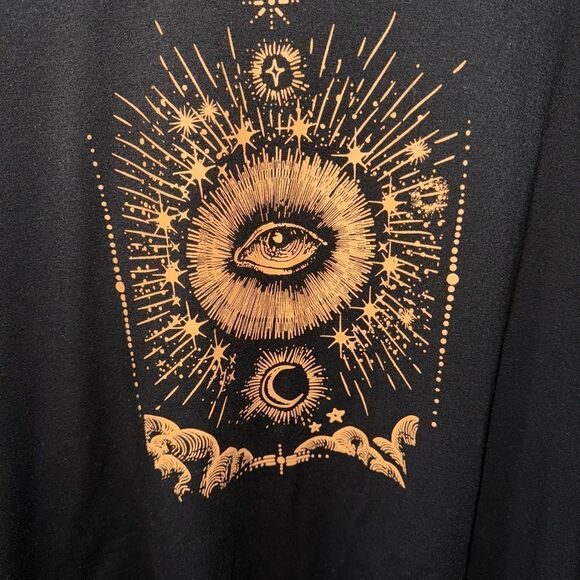 SHEIN Black Tee with Gold Eye Design - Picture 2 of 5